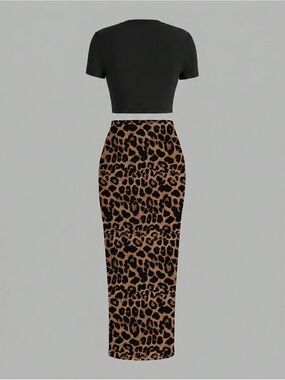 Leopard Maxi Skirt - Black & Brown